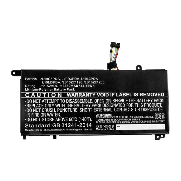 Batteries N Accessories BNA-WB-P12628 Laptop Battery - Li-Pol, 11.52V, 3850mAh, Ultra High Capacity - Replacement for Lenovo L19C3PDA Battery