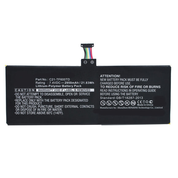 Batteries N Accessories BNA-WB-P11091 Tablet Battery - Li-Pol, 7.4V, 2950mAh, Ultra High Capacity - Replacement for Asus C21-TF600TD Battery