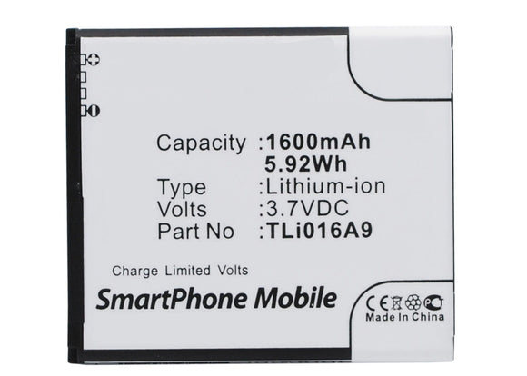 Batteries N Accessories BNA-WB-L3675 Cell Phone Battery - Li-Ion, 3.7V, 1600 mAh, Ultra High Capacity Battery - Replacement for TCL TLi016A9 Battery
