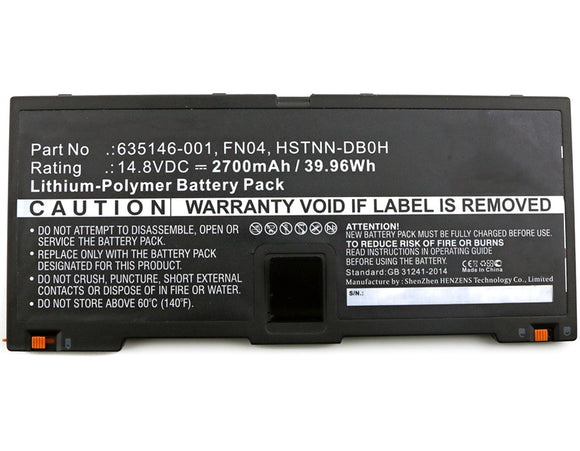 Batteries N Accessories BNA-WB-P4584 Laptops Battery - Li-Pol, 14.8V, 2700 mAh, Ultra High Capacity Battery - Replacement for HP 634818-271 Battery