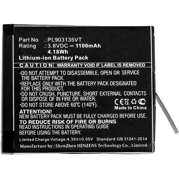 Batteries N Accessories BNA-WB-L14950 Digital Camera Battery - Li-ion, 3.8V, 1100mAh, Ultra High Capacity - Replacement for Insta360 PL903135VT Battery