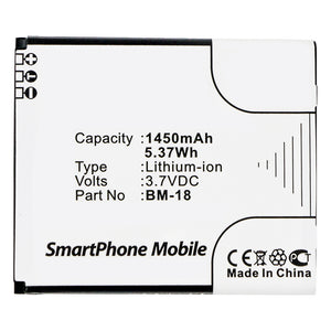 Batteries N Accessories BNA-WB-L14600 Cell Phone Battery - Li-ion, 3.7V, 1450mAh, Ultra High Capacity - Replacement for Myphone BM-18 Battery