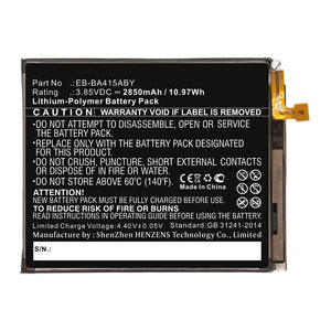 Batteries N Accessories BNA-WB-P12998 Cell Phone Battery - Li-Pol, 3.85V, 2850mAh, Ultra High Capacity - Replacement for Samsung EB-BA415ABY Battery