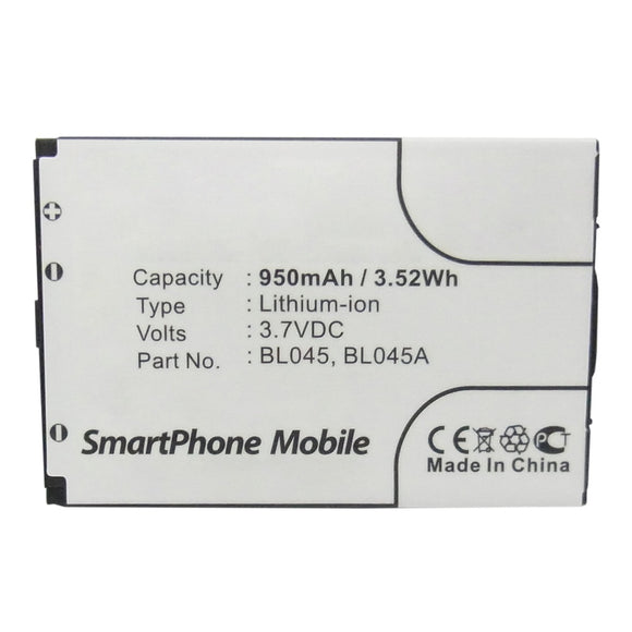 Batteries N Accessories BNA-WB-L12245 Cell Phone Battery - Li-ion, 3.7V, 950mAh, Ultra High Capacity - Replacement for Lenovo BL045 Battery