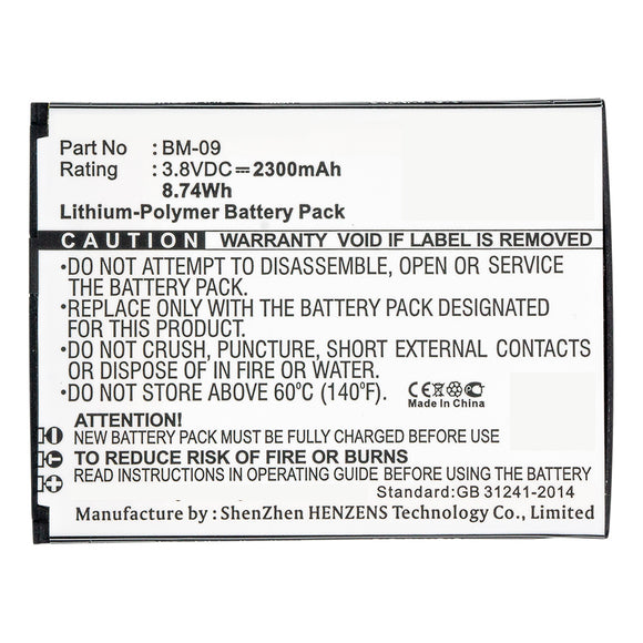 Batteries N Accessories BNA-WB-P14609 Cell Phone Battery - Li-Pol, 3.8V, 2300mAh, Ultra High Capacity - Replacement for Myphone BM-09 Battery