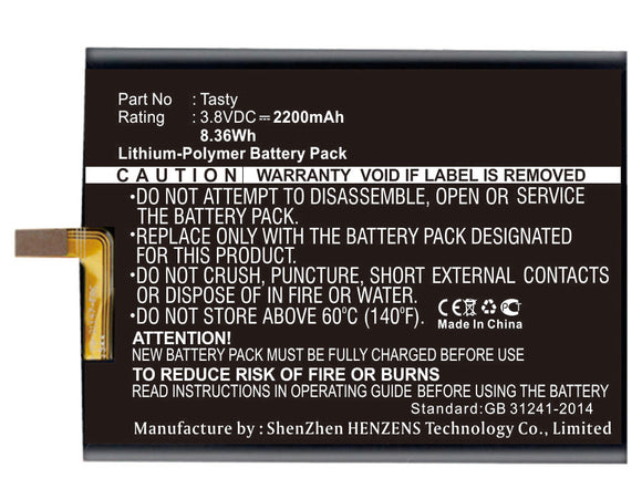 Batteries N Accessories BNA-WB-P17328 Cell Phone Battery - Li-Pol, 3.8V, 2200mAh, Ultra High Capacity - Replacement for Highscreen Tasty Battery