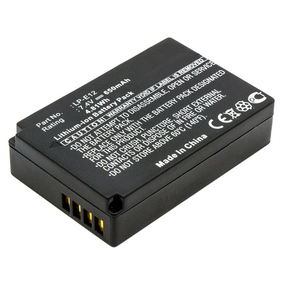 Batteries N Accessories BNA-WB-L8857 Digital Camera Battery - Li-ion, 7.4V, 650mAh, Ultra High Capacity - Replacement for Canon LP-E12 Battery