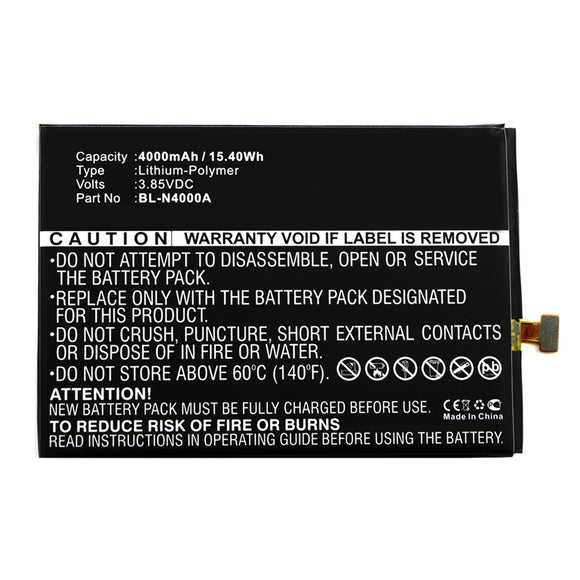 Batteries N Accessories BNA-WB-P11542 Cell Phone Battery - Li-Pol, 3.85V, 4000mAh, Ultra High Capacity - Replacement for GIONEE BL-N4000A Battery