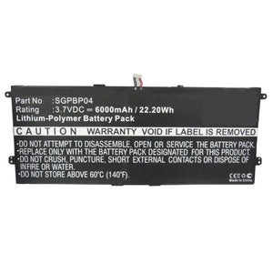 Batteries N Accessories BNA-WB-P8668 Tablets Battery - Li-Pol, 3.7V, 6000mAh, Ultra High Capacity Battery - Replacement for Sony SGPBP04 Battery