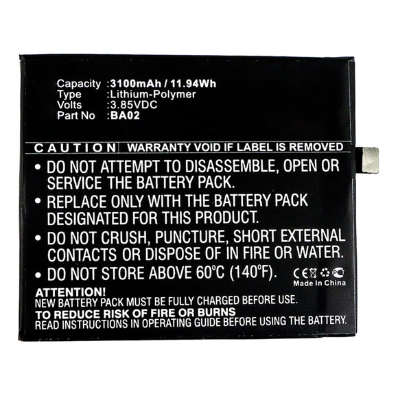 Batteries N Accessories BNA-WB-P14515 Cell Phone Battery - Li-Pol, 3.85V, 3100mAh, Ultra High Capacity - Replacement for MeiZu BA02 Battery