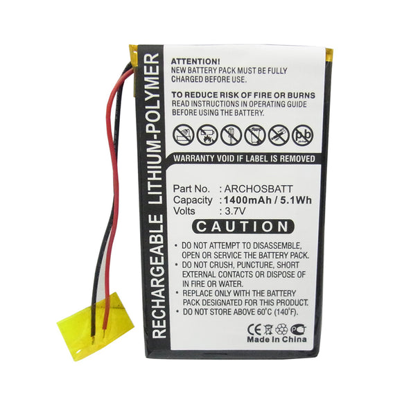 Batteries N Accessories BNA-WB-P16204 Player Battery - Li-Pol, 3.7V, 1400mAh, Ultra High Capacity - Replacement for Archos ARCHOSBATT Battery
