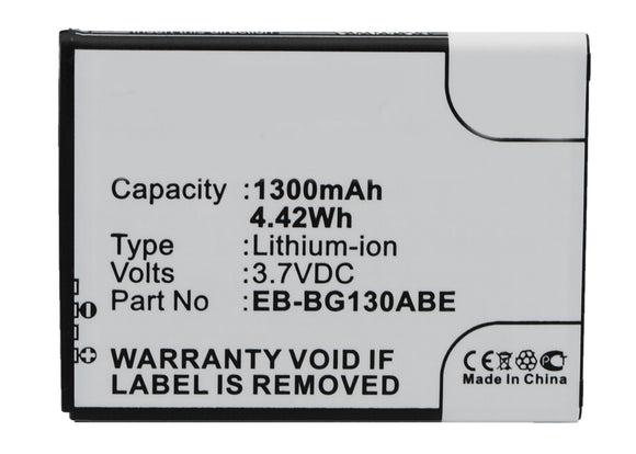 Batteries N Accessories BNA-WB-L3576 Cell Phone Battery - Li-Ion, 3.7V, 1300 mAh, Ultra High Capacity Battery - Replacement for Samsung EB-BG130ABE Battery