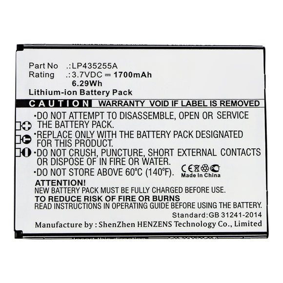 Batteries N Accessories BNA-WB-L13250 Cell Phone Battery - Li-ion, 3.7V, 1700mAh, Ultra High Capacity - Replacement for Telefunken LP435255A Battery