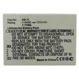 Batteries N Accessories BNA-WB-NB7L Digital Camera Battery - li-ion, 7.4V, 1300 mAh, Ultra High Capacity Battery - Replacement for Canon NB-7L Battery