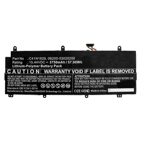 Batteries N Accessories BNA-WB-P10575 Laptop Battery - Li-Pol, 15.44V, 3750mAh, Ultra High Capacity - Replacement for Asus C41N1828 Battery