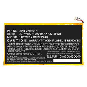Batteries N Accessories BNA-WB-P11072 Tablet Battery - Li-Pol, 3.7V, 6000mAh, Ultra High Capacity - Replacement for Acer PR-279594N Battery