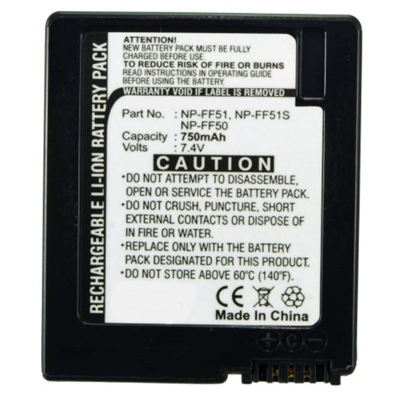 Batteries N Accessories BNA-WB-L9175 Digital Camera Battery - Li-ion, 7.4V, 750mAh, Ultra High Capacity - Replacement for Sony NP-FF50 Battery