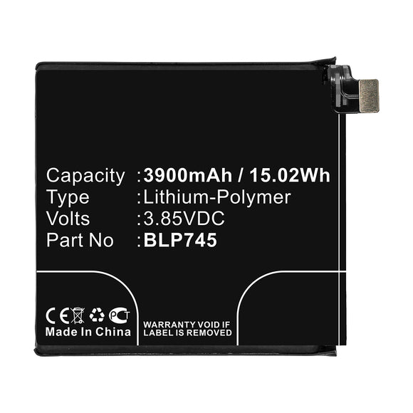 Batteries N Accessories BNA-WB-P14663 Cell Phone Battery - Li-Pol, 3.85V, 3900mAh, Ultra High Capacity - Replacement for Oneplus BLP745 Battery