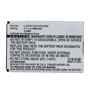Batteries N Accessories BNA-WB-L14068 Cell Phone Battery - Li-ion, 3.7V, 800mAh, Ultra High Capacity - Replacement for ZTE Li3708T42P3h553762 Battery
