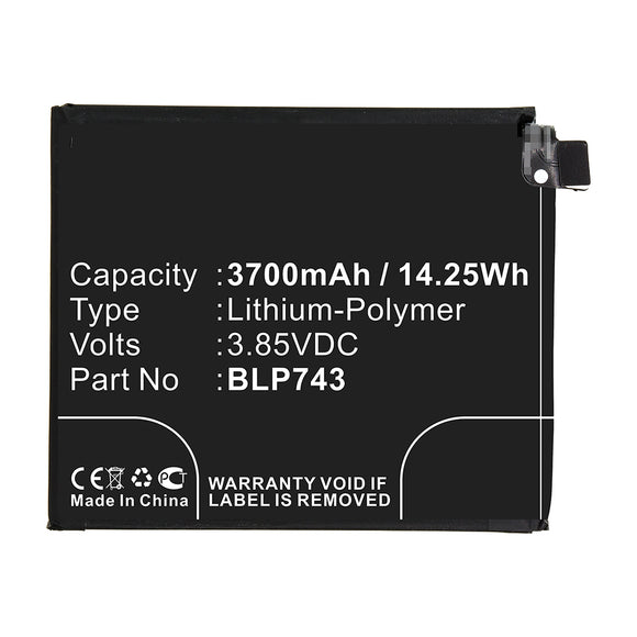Batteries N Accessories BNA-WB-P14664 Cell Phone Battery - Li-Pol, 3.85V, 3700mAh, Ultra High Capacity - Replacement for Oneplus BLP743 Battery