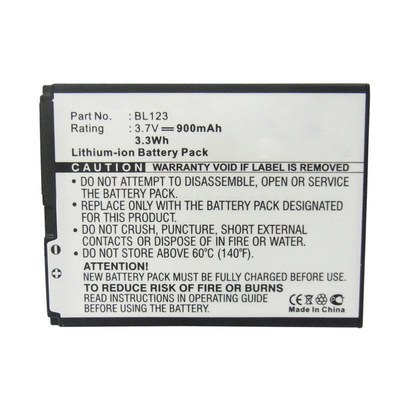Batteries N Accessories BNA-WB-L12226 Cell Phone Battery - Li-ion, 3.7V, 900mAh, Ultra High Capacity - Replacement for Lenovo BL123 Battery