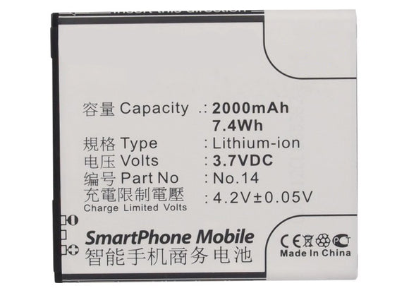 Batteries N Accessories BNA-WB-L3720 Cell Phone Battery - Li-Ion, 3.7V, 2000 mAh, Ultra High Capacity Battery - Replacement for Yusun LA20 Battery