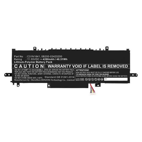Batteries N Accessories BNA-WB-P10535 Laptop Battery - Li-Pol, 11.55V, 4200mAh, Ultra High Capacity - Replacement for Asus C31N1841 Battery