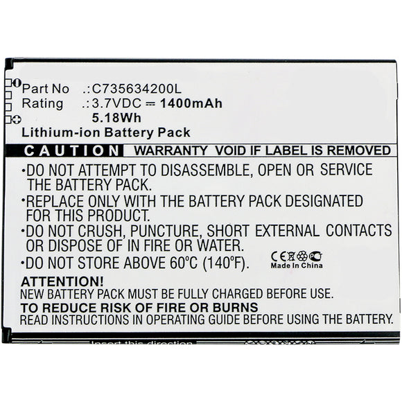 Batteries N Accessories BNA-WB-L8244 Cell Phone Battery - Li-ion, 3.7V, 1400mAh, Ultra High Capacity Battery - Replacement for Blu C735634200L Battery