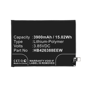 Batteries N Accessories BNA-WB-P12029 Cell Phone Battery - Li-Pol, 3.85V, 3900mAh, Ultra High Capacity - Replacement for Huawei HB426388EEW Battery