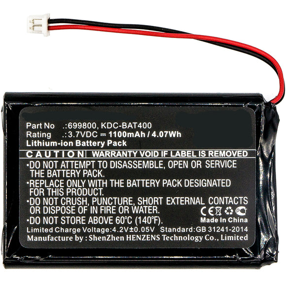 Batteries N Accessories BNA-WB-L8053 Barcode Scanner Battery - Li-ion, 3.7V, 1100mAh, Ultra High Capacity Battery - Replacement for KOAMTAC 699800, KDC-BAT400, KDCSPB1200 Battery
