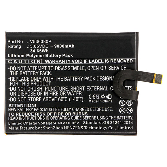 Batteries N Accessories BNA-WB-P9982 Cell Phone Battery - Li-Pol, 3.85V, 9000mAh, Ultra High Capacity - Replacement for Blackview V536380P Battery