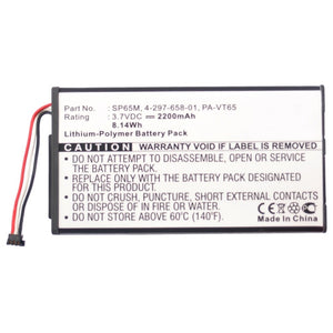 Batteries N Accessories BNA-WB-P8213 Game Console Battery - Li-Pol, 3.7V, 2200mAh, Ultra High Capacity - Replacement for Sony 4-297-658-01, PA-VT65, SP65M Battery