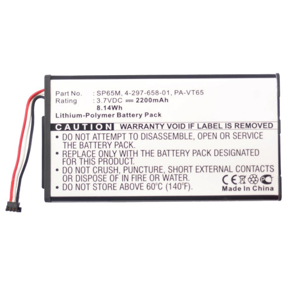Batteries N Accessories BNA-WB-P8213 Game Console Battery - Li-Pol, 3.7V, 2200mAh, Ultra High Capacity - Replacement for Sony 4-297-658-01, PA-VT65, SP65M Battery