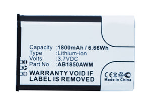 Batteries N Accessories BNA-WB-L3541 Cell Phone Battery - Li-Ion, 3.7V, 1800 mAh, Ultra High Capacity Battery - Replacement for Philips AB1850AWM Battery