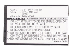 Batteries N Accessories BNA-WB-L3761 Cell Phone Battery - Li-ion, 3.7, 1150mAh, Ultra High Capacity Battery - Replacement for AT&T ACC14392-001, BAT-14392-001, M-S1 Battery