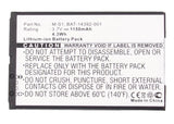 Batteries N Accessories BNA-WB-L3761 Cell Phone Battery - Li-ion, 3.7, 1150mAh, Ultra High Capacity Battery - Replacement for AT&T ACC14392-001, BAT-14392-001, M-S1 Battery