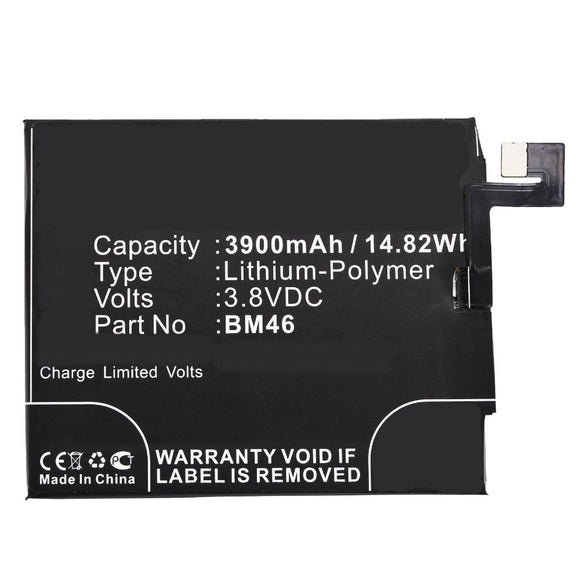 Batteries N Accessories BNA-WB-P8343 Cell Phone Battery - Li-Pol, 3.8V, 3900mAh, Ultra High Capacity Battery - Replacement for Redmi BM46 Battery