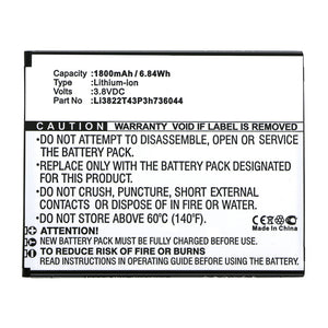 Batteries N Accessories BNA-WB-L14054 Cell Phone Battery - Li-ion, 3.8V, 1800mAh, Ultra High Capacity - Replacement for ZTE Li3822T43P3h736044 Battery