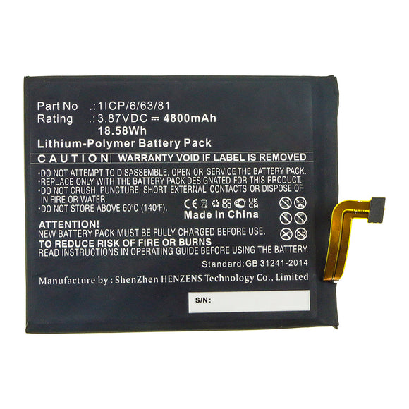 Batteries N Accessories BNA-WB-P13981 Cell Phone Battery - Li-Pol, 3.87V, 4800mAh, Ultra High Capacity - Replacement for UMI 1ICP/6/63/81 Battery