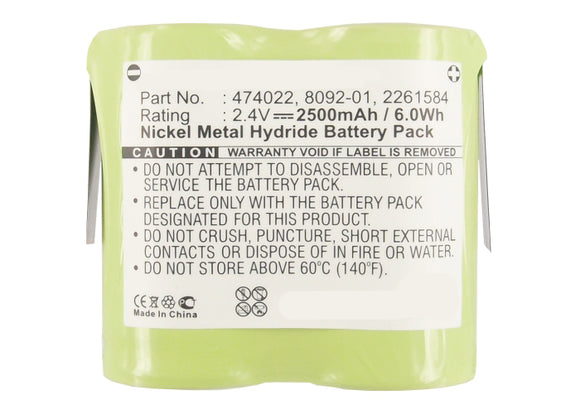 Batteries N Accessories BNA-WB-H8495 Equipment Battery - Ni-MH, 2.4V, 2500mAh, Ultra High Capacity Battery - Replacement for Fluke 2261584, 474022, 8092-01 Battery