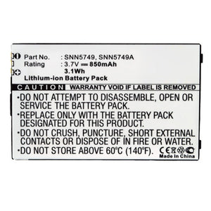 Batteries N Accessories BNA-WB-L16442 Cell Phone Battery - Li-ion, 3.7V, 850mAh, Ultra High Capacity - Replacement for Motorola SNN5749A Battery