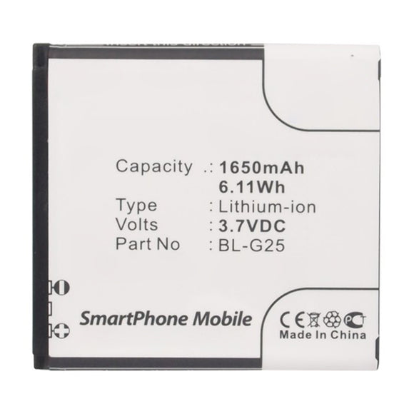 Batteries N Accessories BNA-WB-L15544 Cell Phone Battery - Li-ion, 3.7V, 1650mAh, Ultra High Capacity - Replacement for DOOV BL-G25 Battery