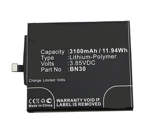 Batteries N Accessories BNA-WB-P8344 Cell Phone Battery - Li-Pol, 3.85V, 3100mAh, Ultra High Capacity Battery - Replacement for Xiaomi BN30 Battery