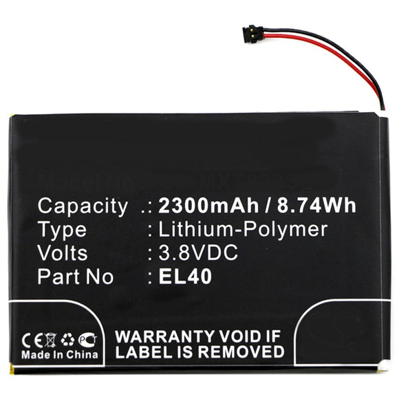 Batteries N Accessories BNA-WB-P3466 Cell Phone Battery - Li-Pol, 3.8V, 2300 mAh, Ultra High Capacity Battery - Replacement for Motorola EL40 Battery