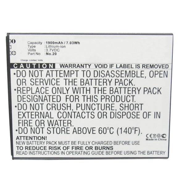 Batteries N Accessories BNA-WB-L9826 Cell Phone Battery - Li-ion, 3.7V, 1900mAh, Ultra High Capacity - Replacement for AMOI No.20 Battery