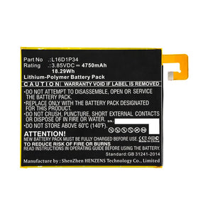 Batteries N Accessories BNA-WB-P12872 Tablet Battery - Li-Pol, 3.85V, 4750mAh, Ultra High Capacity - Replacement for Lenovo L16D1P34 Battery