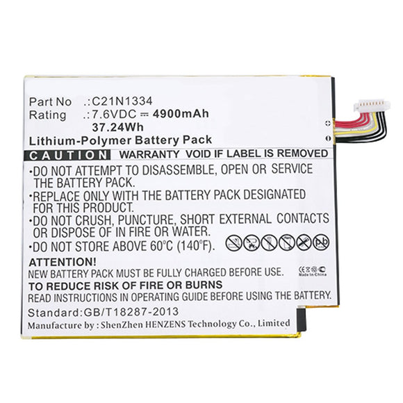 Batteries N Accessories BNA-WB-P11104 Tablet Battery - Li-Pol, 7.6V, 4900mAh, Ultra High Capacity - Replacement for Asus C21N1334 Battery