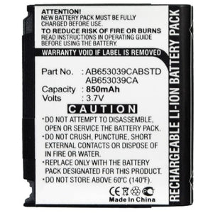 Batteries N Accessories BNA-WB-L3957 Cell Phone Battery - Li-ion, 3.7, 850mAh, Ultra High Capacity Battery - Replacement for Samsung AB653039CA, AB653039CABSTD Battery