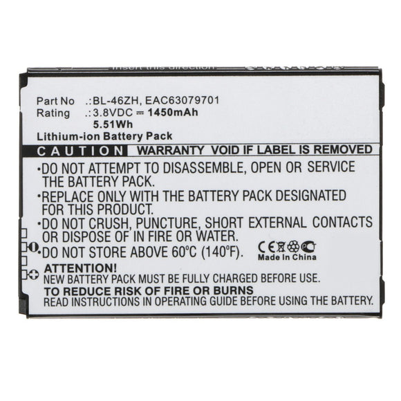 Batteries N Accessories BNA-WB-L3118 Cell Phone Battery - Li-Ion, 3.8V, 1450 mAh, Ultra High Capacity Battery - Replacement for AT&T BL-46ZH Battery