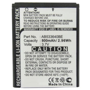 Batteries N Accessories BNA-WB-L8411 Cell Phone Battery - Li-ion, 3.7V, 800mAh, Ultra High Capacity Battery - Replacement for Samsung AB533640BE Battery